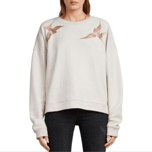 All Saints Embroidered Birds Sweatshirt - L